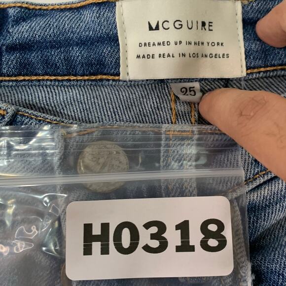 McGuire 25 Striped Side Cutoff Shorts Ibiza Distressed Denim Micro Shorts - Picture 4 of 10